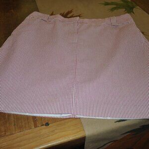 LOFT Ann Taylor Red Seersucker Stripe Sz 8 Pockets Zip Womens A-line Skirt
